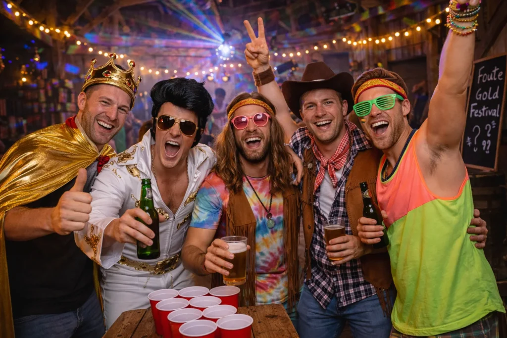 Themafeest met verkleedkleding tijdens vrijgezellenfeest in Twente