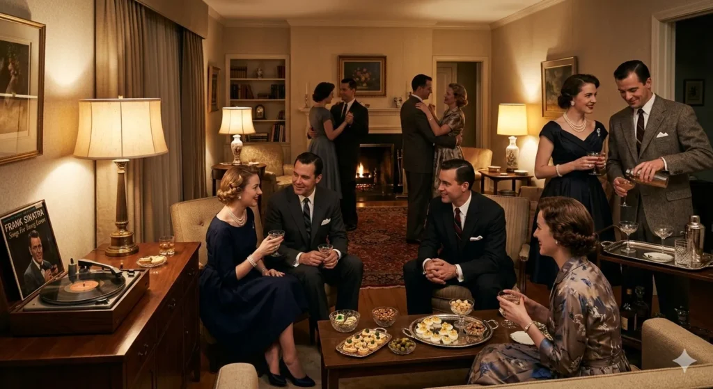 Afbeelding van een feest aan het begin van de jaren 50.