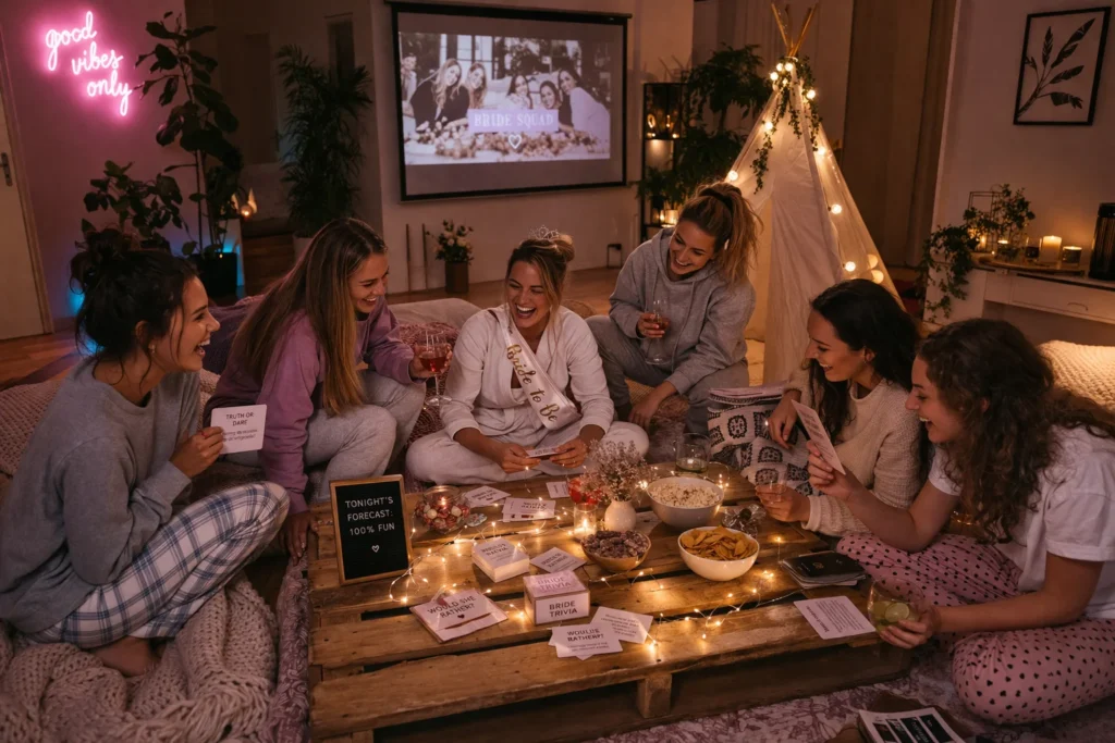 Vrijgezellenfeest thuis met pyjama avond en gezellige sfeer